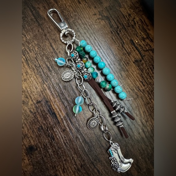 Turquoise Western Bag Charm - Picture 6 of 7